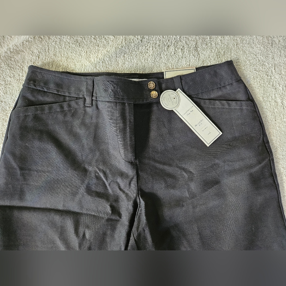 NWT CHARTER CLUB Black Cotton Walking Shorts | SZ 10 - Picture 3 of 12